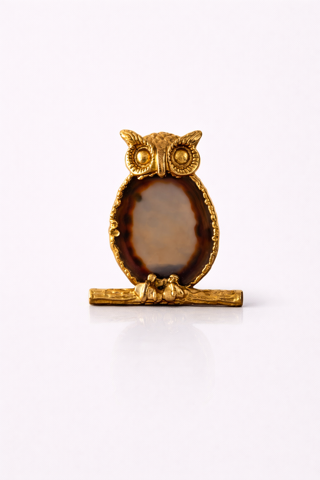 Sculpture Hibou en Laiton et Agate Galerie Gérard G