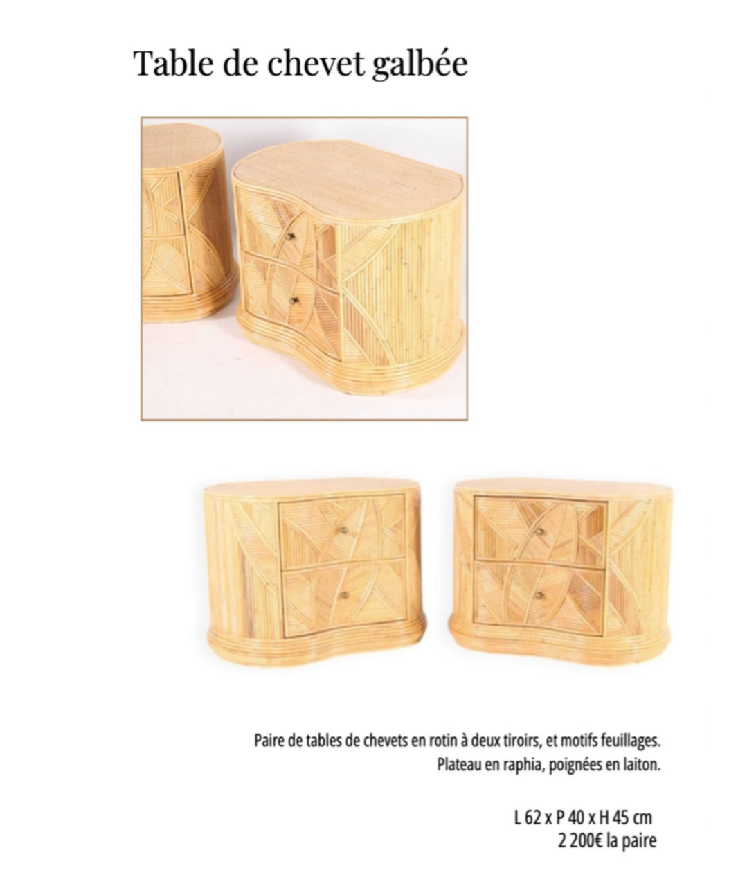 Table de chevet galbée Galerie Gérard G