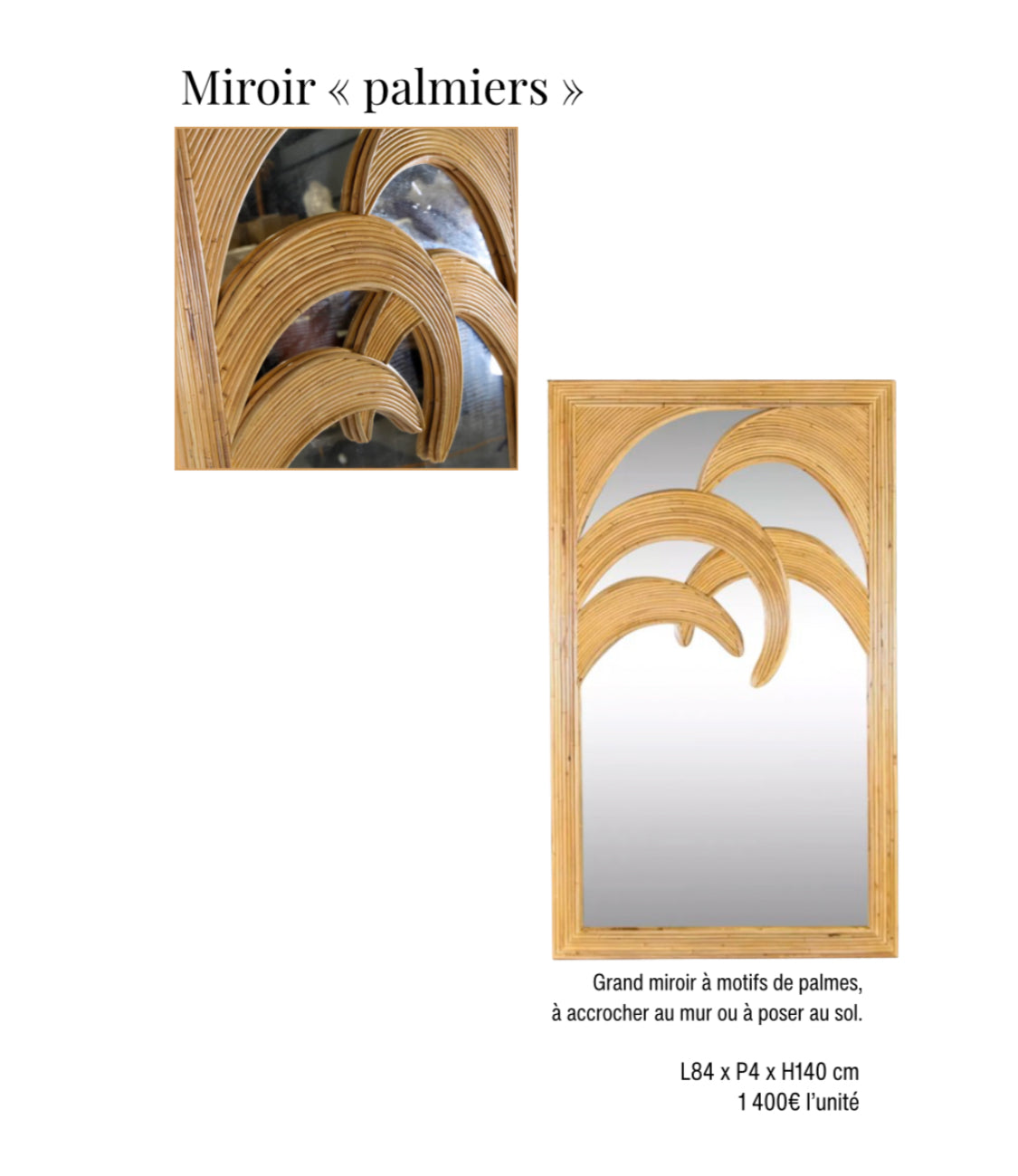Miroir "palmiers" Galerie Gérard G