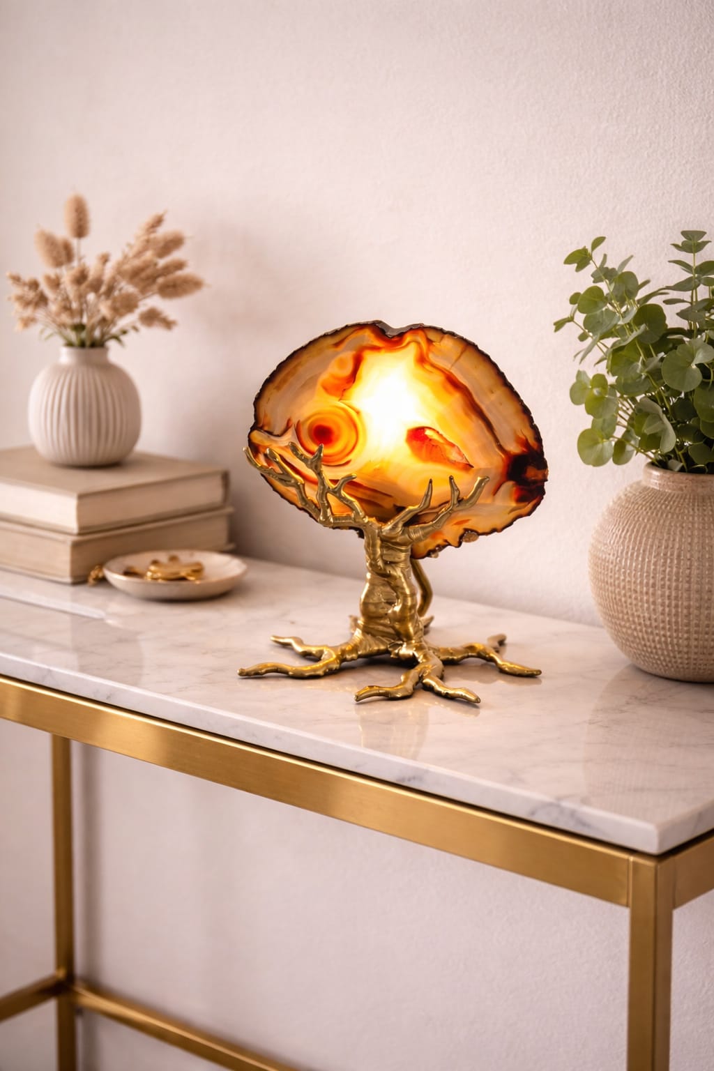 Lampe arbre en Laiton et Agate Galerie Gérard G